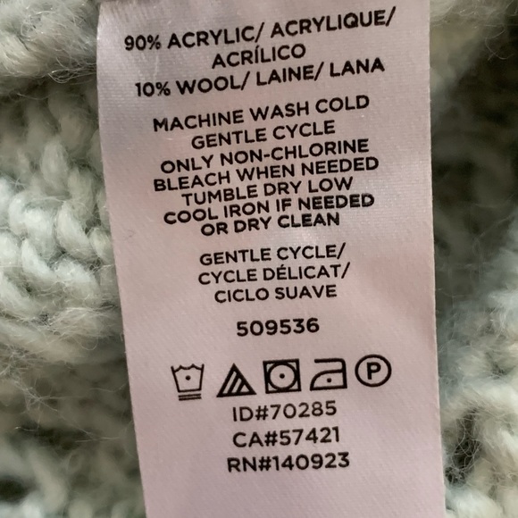 Loft cozy knit sweater with scalloped hem detail mint green, size L acrylic/wool - Picture 6 of 6